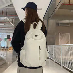 Casual white minimalist backpack for daily commute and travel large capacity school bag