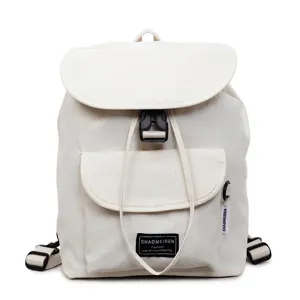 Minimalist solid color canvas backpack main view, casual daypack for women daily use