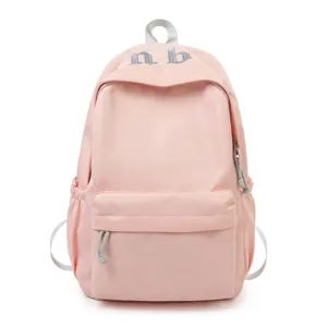 Zaino da scuola rosa casual leggero studente borsa con lettere ricamate vista principale