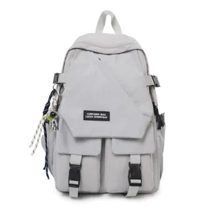 Casual waterproof backpack grey grid school bag for students and travel big capacity