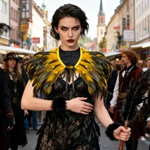 Halloween gothic feather cape shawl dark feather collar cosplay party fashion accessory