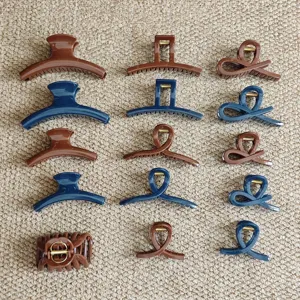 French Vintage PC Hair Claw Large Hair Catch Acrylic Shark Clip Non-Slip Hair Styling Accessories For Women Girls