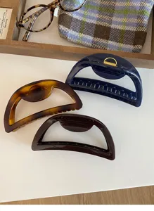 Large hollow semicircle hair claw clip set, retro acetate shark clip for thick hair styling.