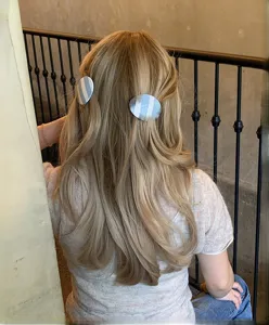 Molletta per capelli in acetato ovale rigato donna elegante accessorio di moda novità