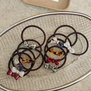 Deliziosi elastici per capelli con fiocco in acetato da donna, alta elasticità, accessori chic