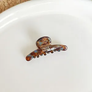 Tortoiseshell acetate hair claw clip, elegant French style shark clip with letter print.