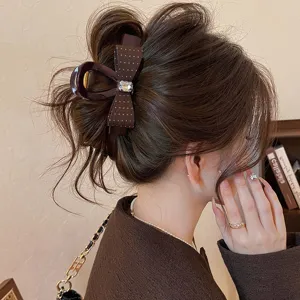 Pince à Cheveux Vintage Française Strass Nœud Pois Pince Requin Femmes Accessoires Élégants