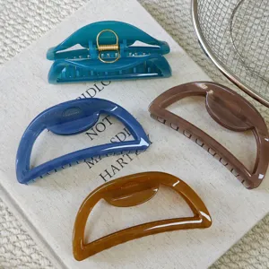 Upgraded large semicircle hair claw clips, thick resin shark clips for women thick hair daily use.