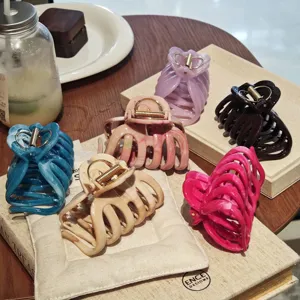 Large Acrylic Hair Claw Clip French Vintage Marble Pattern Shark Clip Hair Accessories For Women