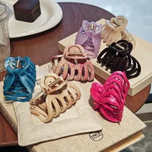 Stylish large hair claw clips set, acetate shark clips for thick hair styling accessories.