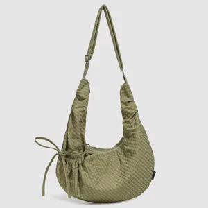 Borsa a Tracolla Casual in Nylon a Quadri Grande Capacità Semplice Borsa Crossbody Donna Moda Quotidiana