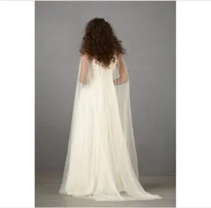 Witte transparante bruidscape trouwjurk transparante mesh capelet elegante huwelijksaccessoire