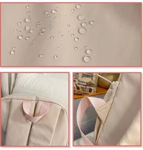 Détail de sac à dos d'école en toile avec tissu imperméable et bretelles solides.