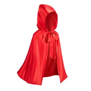 Red hooded cloak medieval cape for Halloween cosplay and stage performance costume party