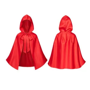 Unisex Medieval Hooded Cloak Halloween Cosplay Robe Satin Cape For Stage Performance Masquerade Party Costume Polyester Outerwear