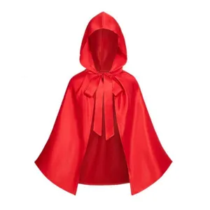 Red hooded cape cloak medieval costume halloween cosplay masquerade dress stage performance apparel