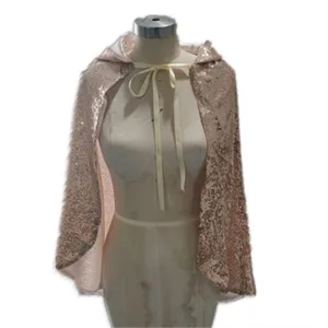 Pink sequin hooded cape detail, sparkly cosplay costume accessory for women and girls party wear
