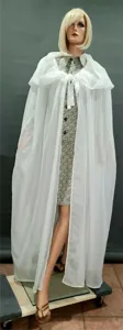 White sheer chiffon hooded cape cloak for women summer sun protection beachwear cover up