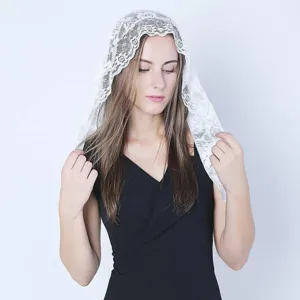 White lace veil and bridal shawl featuring exquisite embroidery design for wedding and daily wear.