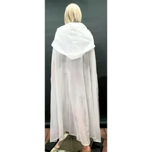 White hooded sheer chiffon cape summer sun protection cloak Halloween costume women
