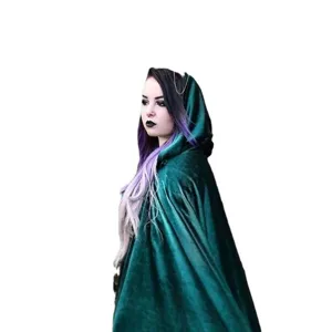 Dark green velvet hooded cloak winter long cape for Christmas party cosplay costume