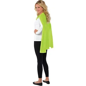 Short Halloween hoodless cape vibrant green costume accessory for unisex adult party wear.