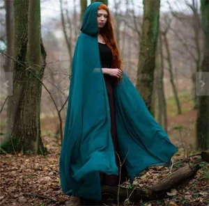 Women long chiffon hooded cloak retro cape for photography stage performance Halloween wear