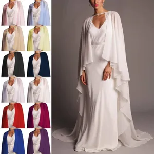 Chiffon cape detail, elegant sheer shawl showing flowy fabric and multiple color options.