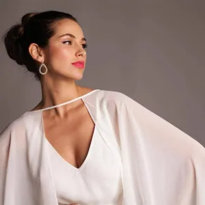 Elegant white chiffon cape shawl for women, graceful long cloak for wedding bridal party.