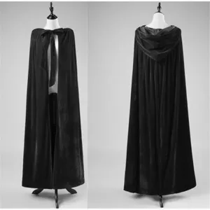 Velvet Hooded Cloak Cape Long Shawl Medieval Renaissance Costume For Stage Performance Party Outerwear