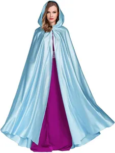 Blue hooded cloak with purple dress for cosplay party, lightweight stage performance costume.