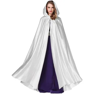 Anime Cosplay Hooded Cloak Halloween Witch Costume Stage Performance Satin Cape For Women Party Decoration