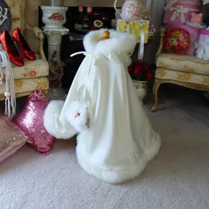 Weißer Kapuzenumhang für Kinder aus Plüsch, warm, dick, süßer Stil, Winterbekleidung