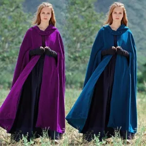 Women winter warm hooded long cloak cape casual outdoor woolen trench coat shawl apparel