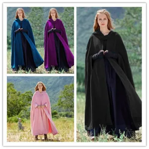 Women's Winter Hooded Cloak Long Cape Casual Warm Outerwear Poncho Coat for Outdoor