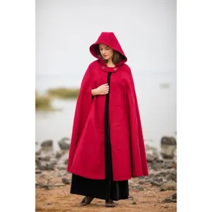 Women Winter Warm Thick Woolen Cape Coat Elegant Solid Color Hooded Cloak Christmas Holiday Outerwear