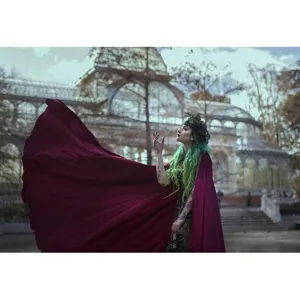 Red hooded cloak cape for women, perfect for Christmas, Halloween, and photography studio.
