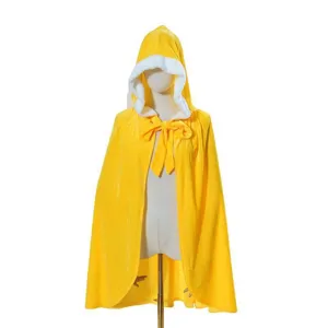 Children yellow hooded fluffy cape cloak Christmas Halloween costume festival performance wear