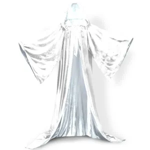 White Velvet Hooded Cloak with Wide Sleeves Cape Costume for Stage Performance and Party