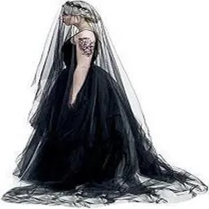 Black wedding veil for photography, soft tulle bridal hair accessory, gothic style photo prop.