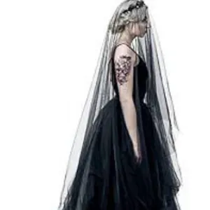 Black bridal wedding veil soft tulle gothic photography prop for studio styling events