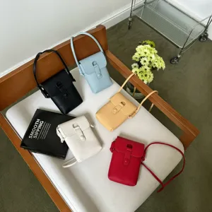 Femmes Petit Sac Bandoulière Téléphone en Cuir PU Mode Casual Couleur Unie Pochette Téléphone Portable Sac à Main