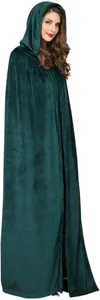 Dark green velvet hooded cloak medieval vintage cape for cosplay party costume dress apparel