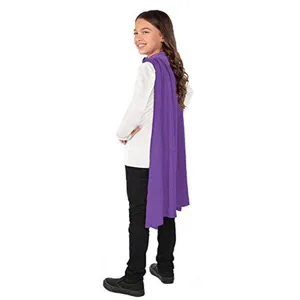 Short Halloween cape for kids, lightweight purple cloak for girls and boys, solid color.