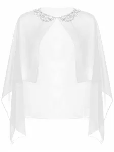 Capita de novia de gasa transparente con cuello de cuentas elegante chal de verano para mujer