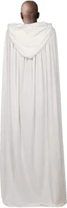 White hooded cloak costume cape for medieval masquerade, lightweight party costume apparel.