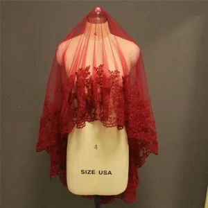 Velo da sposa rosso scialle in pizzo matrimonio mantella decorativa accessorio festivo