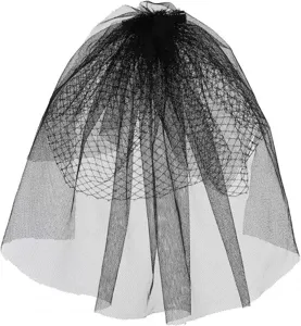 Black mesh birdcage bridal veil with comb for wedding party accessory detail shot