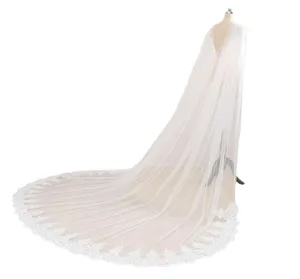 Lange elegante kanten bruidsomslagdoek kathedraal sluier bruiloft accessoire dames