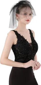Voile en dentelle noire gothique et détails de robe de soirée sans manches élégante rétro